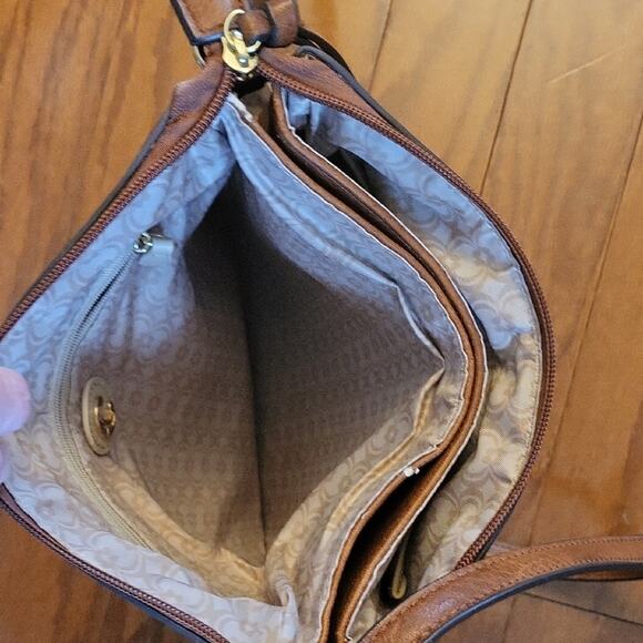 Charming Charlie Brown and Gold Crossbody Bag with Chain Detail NWT - Picture 8 of 16